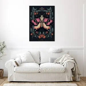 Dark Academia Moth Wall Decor – This Canvas Print Combines Gothic Motifs with Intellectual Charm, Offering a Mysterious and Elegant Accent for Study Areas, Bathrooms, Living Spaces, or Moody Home Interiors.