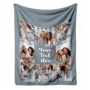 Custom Photo Blanket For Best Friend Flannel Throw, Personalized Your Text Here Picture Collage Pattern Soft Warm Cozy Nap Blanket for Couch Bed Dorm, Customized BFF Gift for Her Girlfriend Friend, Birthday Christmas Friendship Day Holiday Gift