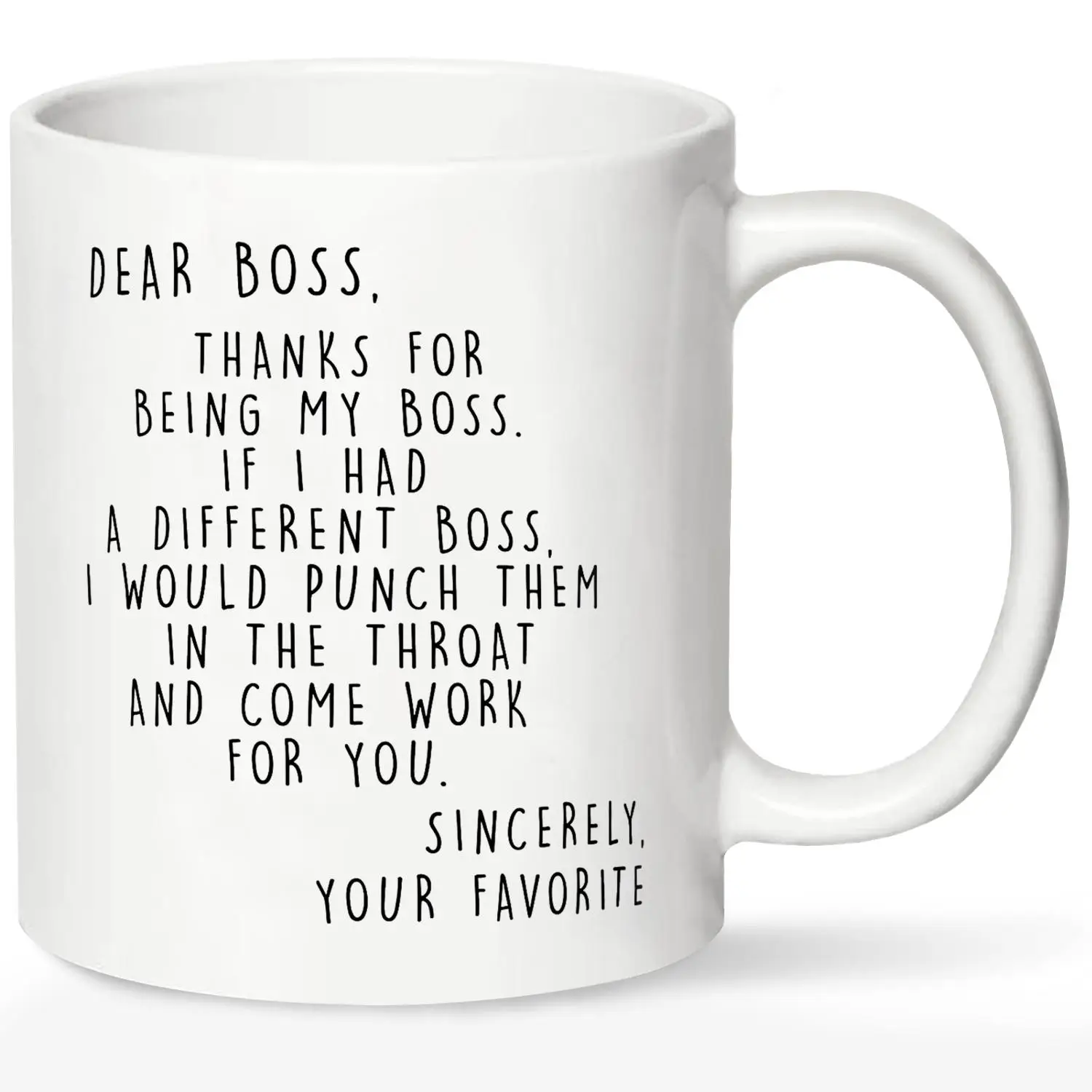 Funny Letter Pattern Coffee Mug, 1 Count Dear Boss Thanks for Being My Boss Mug, Creative Ceramic Gift Mugs, Birthday Gifts Mug