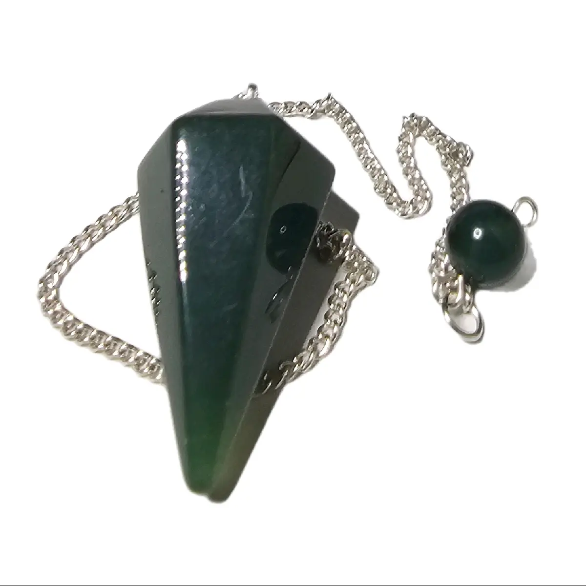 Natural Green Aventurine Crystal Pendulum & 8" Chain Spiritualists Meditation