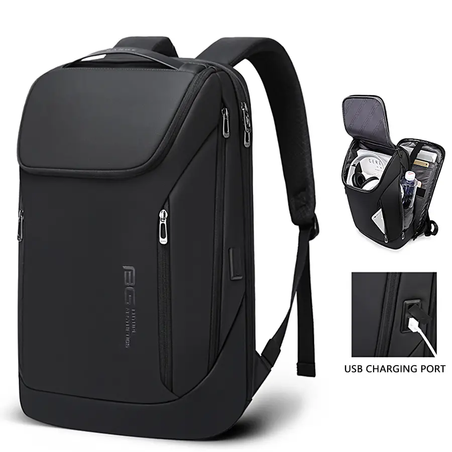 Lightweight and minimalist men's work backpack, Business Intelligence Backpack Waterproof Suitable for 15.6-inch Laptop Backpack with USB Charging Port, Durable Travel Backpack, Gray, Stylish