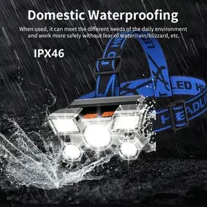 2pc Super Bright 5-Head Led  Flashlight Fishing Light ,Waterproof Rechargeable Long Distance Hanging Style Mining Lamp For Camping, Running, Fishing, Hiking, Reading, Outdoor Sports