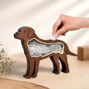 Personalizing Pet Furs Memorial Box,Cartoon Dog Memorial Box,Clear Cat Hair Storage Box Pet Hair Storage Container, Handcrafted Wooden Keepsakes For Cherishing Cats Dog Hair Display Home Decors Gift