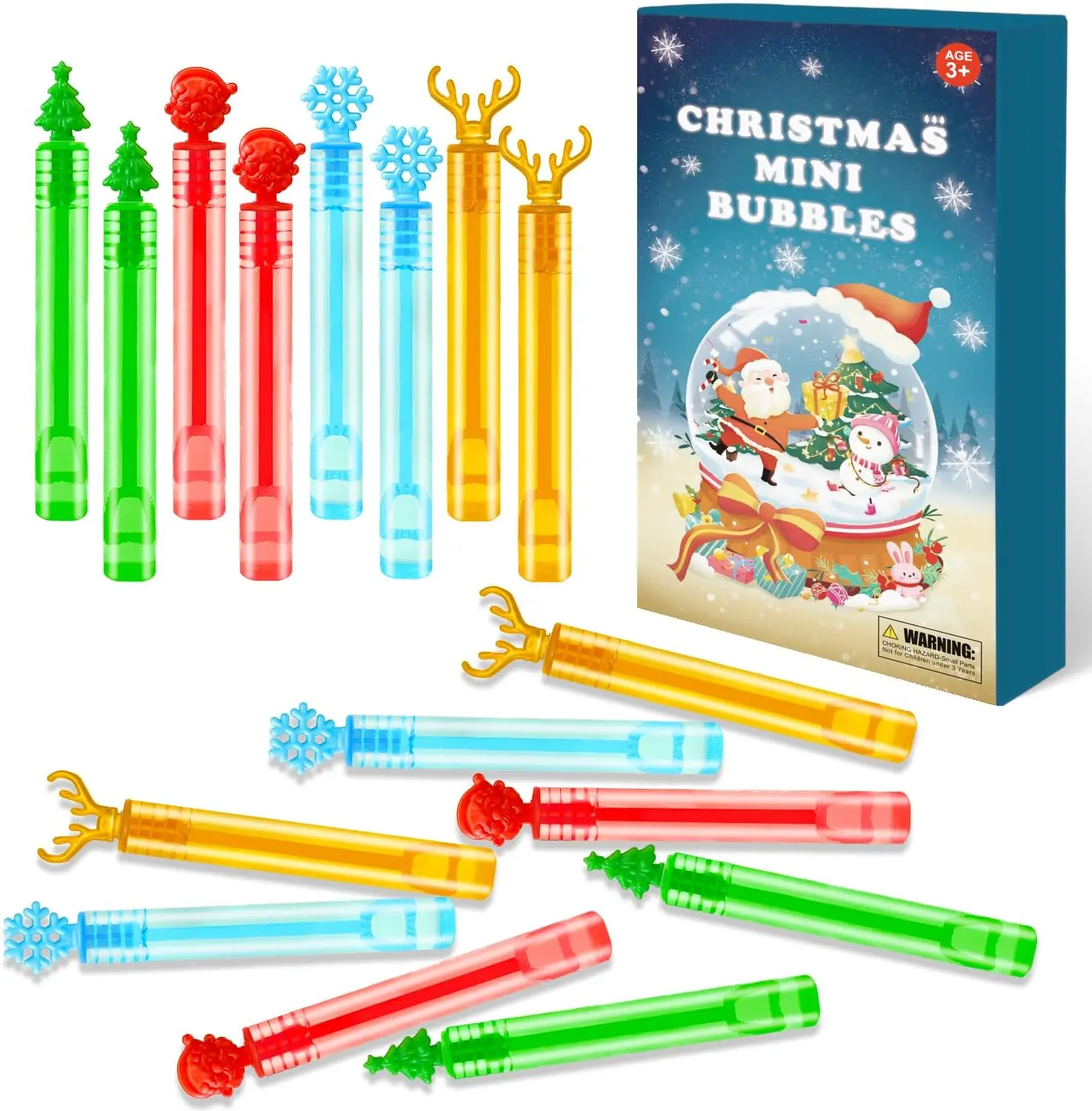 Non-Toxic Unisex Animal Christmas Mini Bubble Wand Toys, 20-Pack Lightweight Holiday Gifts for Toddlers, School Classroom Prizes, Party Favors Goodie Bag Stocking Stuffers, Child