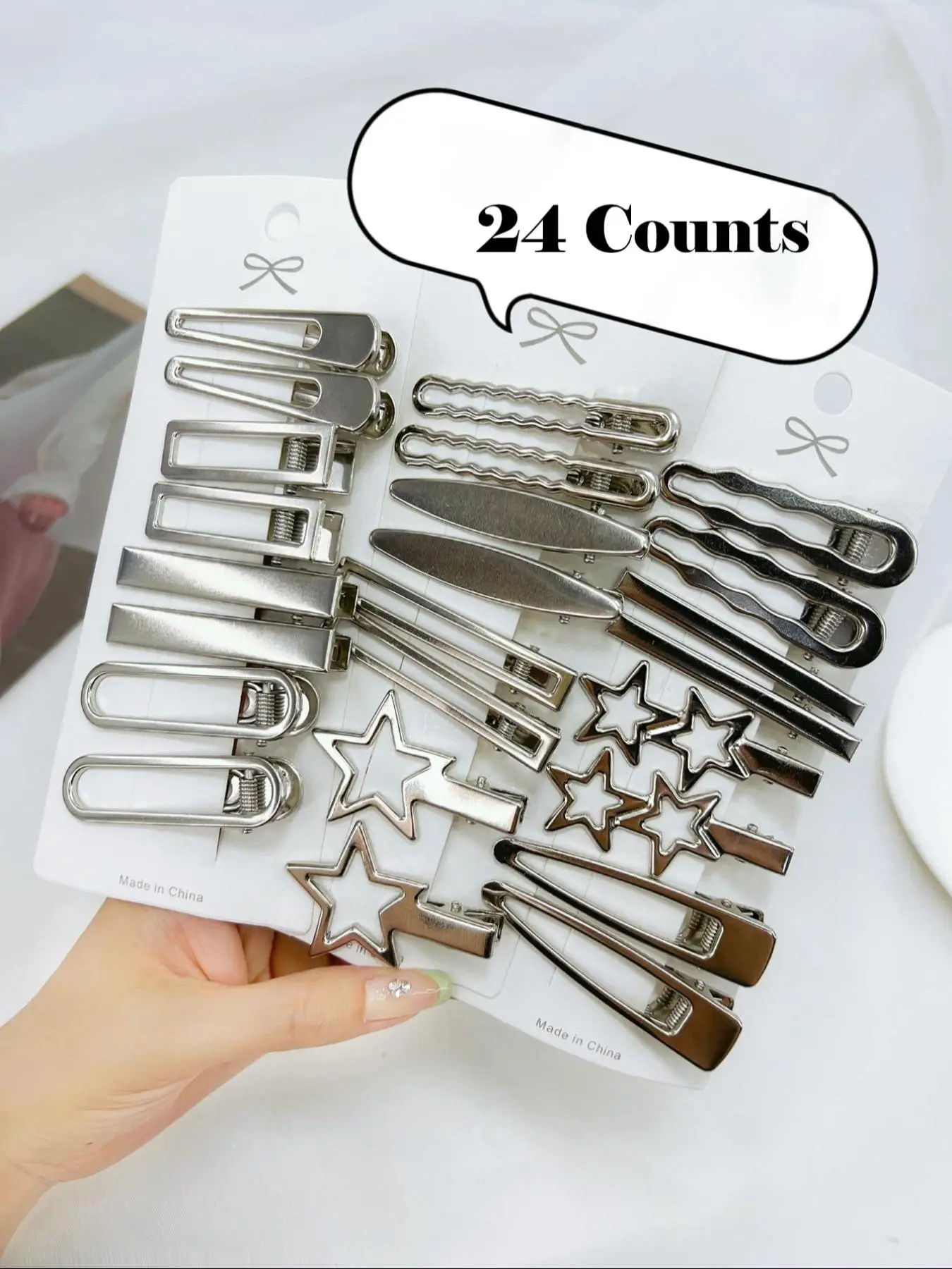 24pcs Fashion Hollow out Star Design Hair Clips, Casual Versatile Hair Accessories for Women & Girls, All-match Alligator Hair Clip for Daily Used