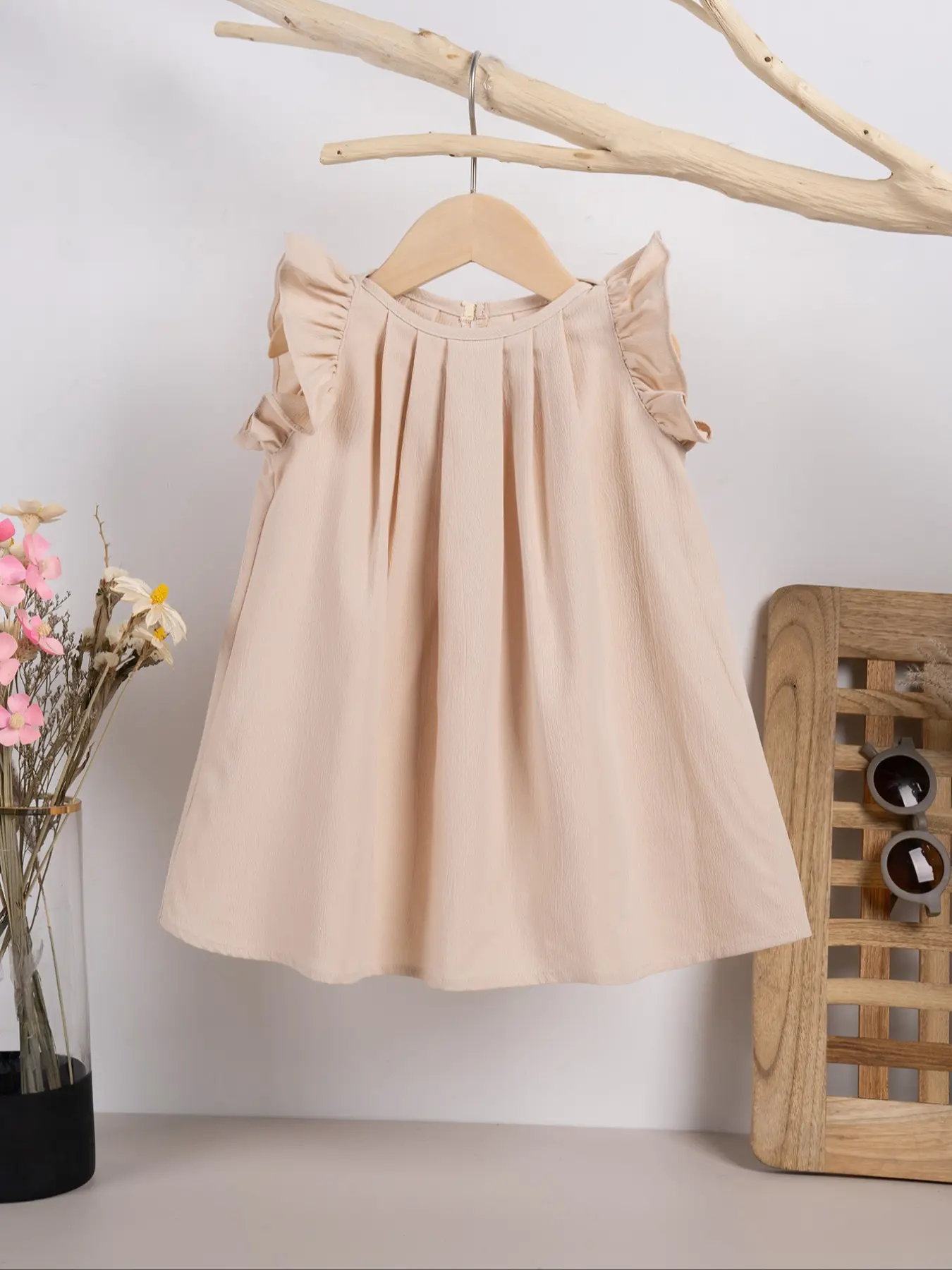 elegant baby dress Elegant Sleeveless Lace with Faux Flower Baby Dress by Cinderella Couture USA AS9138B S / Off-White main image 0