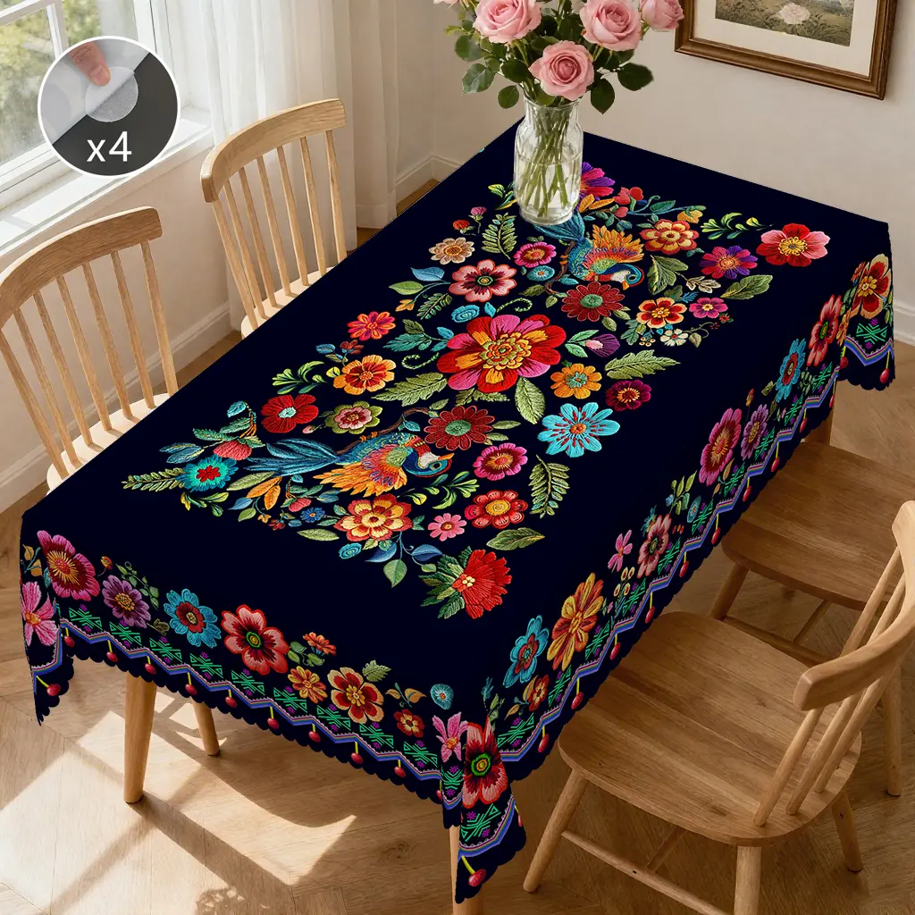 【Back to School】【Moving Season】EIKIONE Vintage Floral Print Table Cloth Washable Polyester Table Cover for Family Parties Easy Care Reusable Indoor Outdoor Wrinkle Free Great for Parties Catering Events and Seasonal Displays Retro Home Decor summerwi