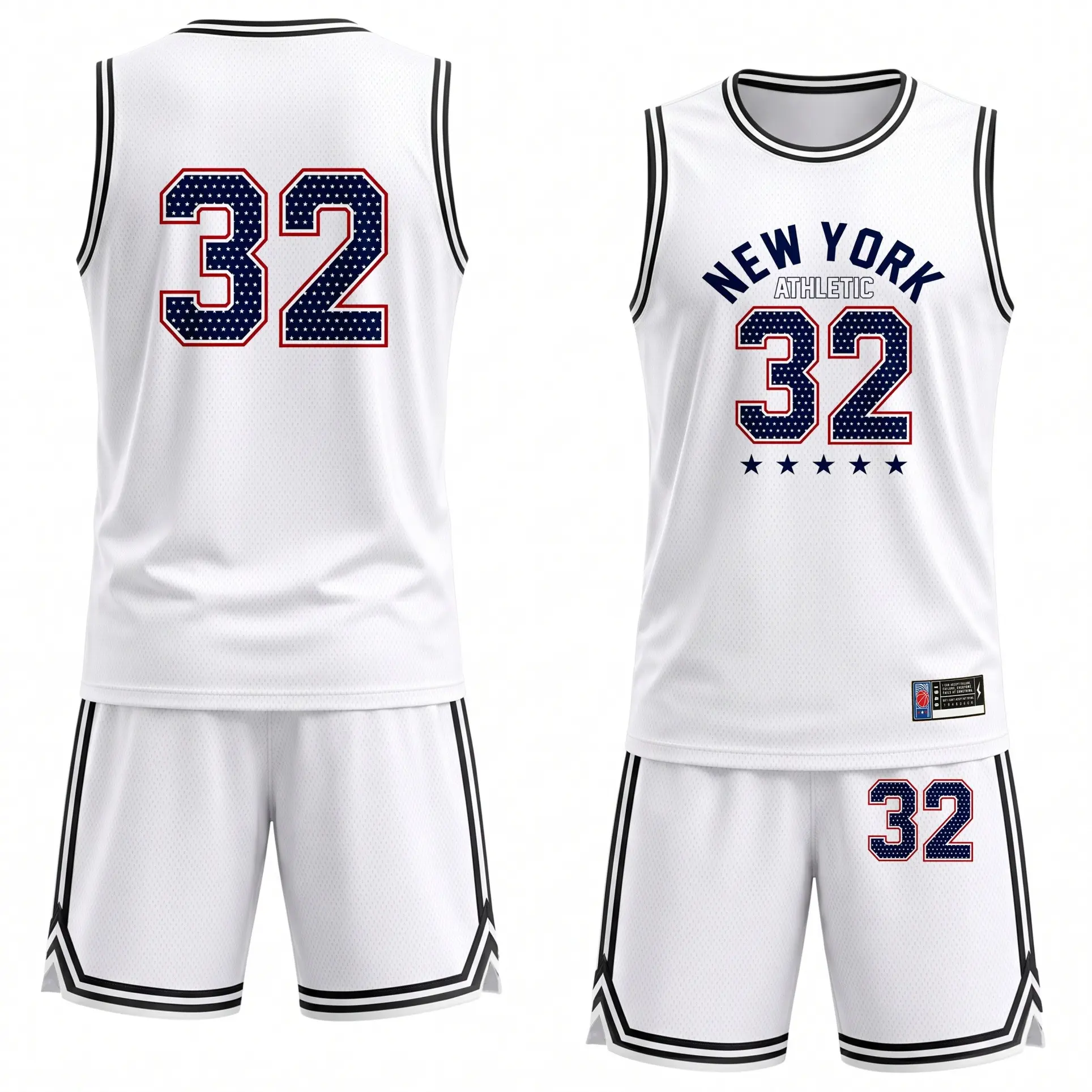 Men’s 2-Piece Basketball Jersey & Athletic Shorts Set - White Jersey Outfit, Mesh Fabric, Retro Print, Ribbed Trim Detail, Lightweight Breathable, Moisture-Wick, Sleeveless, Loose Fit for Court, Summer Casual Streetwear for Basketball Fans