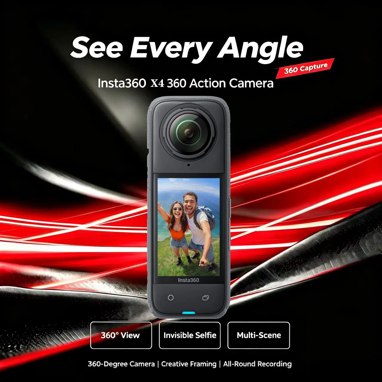 Refurbished Insta360 X4 360 Action Camera - 360° View, Invisible Selfie, Multi-Scene, 360-Degree Camera,  All-Round Recording
