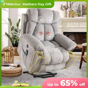 [mothersdaygift] 【3 Package Delivery】EBELLO 40.5" Wide Extra Large Microfiber Electric Heated Massage Lift Recliner Living Room Chair with Cup Holder & USB