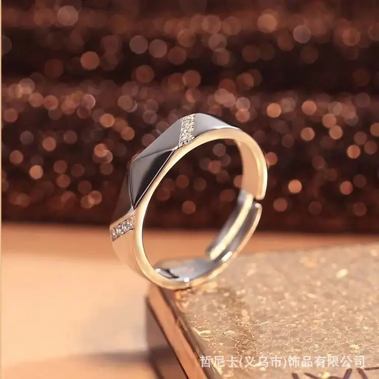 Oblique diamond men's ring