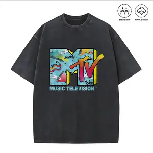 Washed T-shirt Music Television Classic MTV Logo 80s Print Design Shirt, Retro 80s MTV Logo Abstract T-Shirt, Music Television Logo T-shirt, MTV Fan Shirt