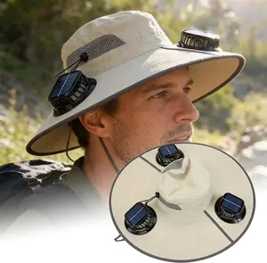 2026 New Three Solar Fan Outdoor Cooling Fan Hat — Sun Protection Hat with Solar Fan,Three-Power Rechargeable Fan,Outdoor Water-Resistant Fan hat,Ideal for Sporting Events,Unisex Design TikTokShopSpringGlowUp