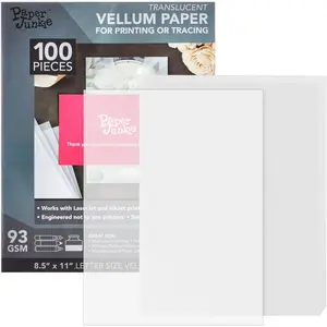 Vellum Paper 8.5 x 11 in, 100 Sheets White Translucent Printer Sheets for Inkjet & Laser, Printable Tracing Paper for Invitations, Sketching & Drawing