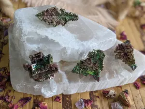 Rainbow Bismuth Crystal Iridescent Loose Collector Stone Assorted Free form Healing Mineral Specimen Pyramid Stairs