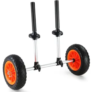 Heavy Duty Kayak Cart With 280 Lbs Load Capacity, Detachable Canoe Trolley, 10-Inch Solid Tires, Adjustable Width, Foam-Padded Top Protection, And Durable Frame, Suitable For Kayaks With Drain Holes 2.54 cm And Above
