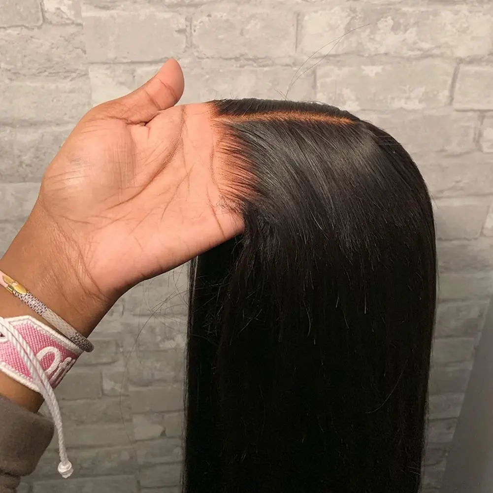 180 Density Easy To Wear 6x4 Straight Glueless Wig Pre Plucked Natural Black Color Pre Cut 5x5 9x6 7x5 Lace Closure Wigs Human Hair For Black Women
