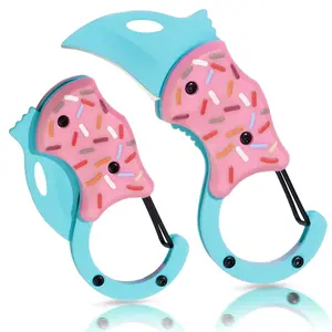 Pink Pocket Knife for Women Men, Cool Folding Knife Box Cutter， Mini EDC Knives for Everyday Carry, Portable Hand Tools, Folding Utility Toy Knife with Unique Donut Design, Ideal Gifts for Men and Women