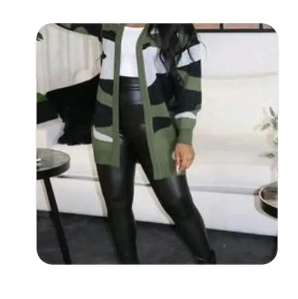 Women's Camo Print Open Front Knit Cardigan Top - Tops, Knitwear