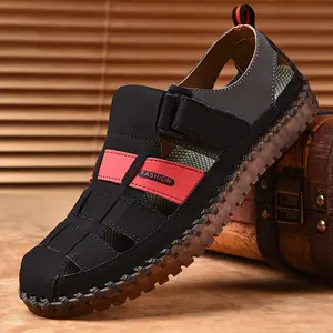 Men's Leather Sandals Closed Toe Sandals Outdoor Walking Sandals Comfort Shoe