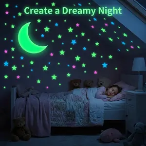 Glow in the Dark Stars for Ceiling, Luminous Wall Decals Space Galaxy Night Sky, Kids Room & Nursery Bedroom Aesthetic Decor