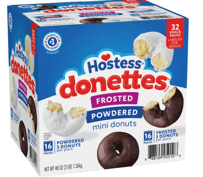 Hostess Donettes Variety Pack Snack Cakes, 1.5 oz Snack-Size Dessert Donuts, 32-Pack