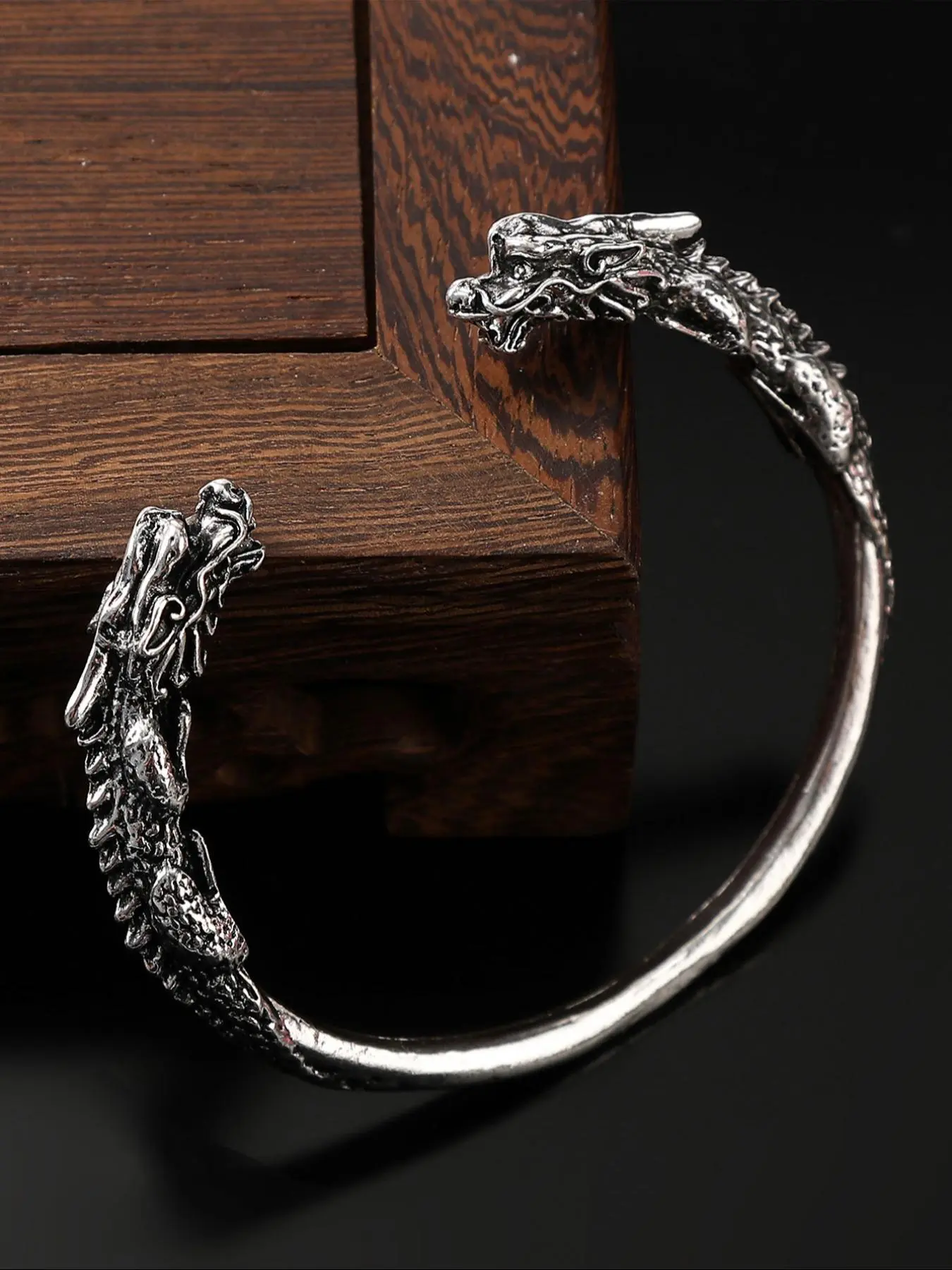 Vintage Dragon Open Bracelet, Arm Candy Bracelets, Metal Bracelet, Adjustable Punk Animal Charm, Party Accessory, Valentine's Day Gift, Father's Day Present