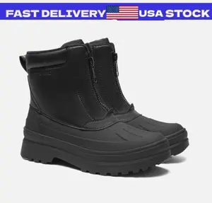 Men Snow Boots Insulated Waterproof Winter Fur Lined Zipper Work Hiking Boots