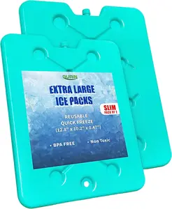 GURIN Reusable Ice Packs for Lunch Box/Coolers, Bag, or Backpack Coolers - Cold Up to 8-12 Hours Long Lasting, 2 Pack