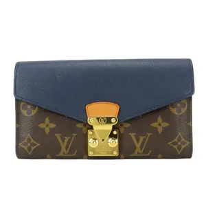 Pre-owned Louis Vuitton Canvas Small Leather Goods Portefeuille Pallas Monogram Leather Long Wallet