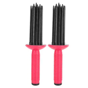 Hair Fluffy Round Roll Comb, Anti Slip Curling Wand Hairstyling Tools Rolling Blow Drying Curler Volumizing Salon Beauty Gadgets Detangles Removes Knots Styler Thin Short Hair Men Women 2Pcs