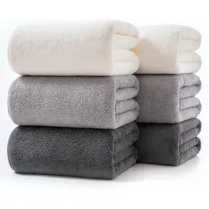 Towels 6 Piece Soft Microfiber Bath Set Incredibly Absorbent Lightweight Quick Dry and, 55" L x 27" W, 6 Pack White Dark Light Grey