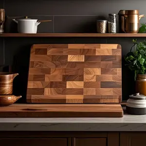 Large Wooden Cutting Board, Kitchen Chopping Board, Dual-Sided Kitchen Tool, Ideal for Meat, Vegetables, Fruits, BBQ Enthusiasts, Home Gift, Non-Disposable, Reusable