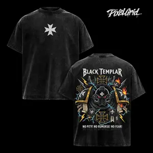Black Templar Warhammer 40K Graphic Tee, Oversized Game Graphic Tees, Y2K Vintage Washed, High Quality Cotton, Gaming Shirt, Game Merch, Gift For Gamers