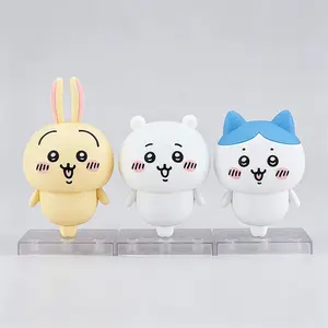 Chiikawa Chibi Figure, Usagi Hachiware Cute Movable Anime Figurines, Interchangeable Face Boxed Collectible Toy, Kawaii Desk Decor Gift for Cartoon Fans