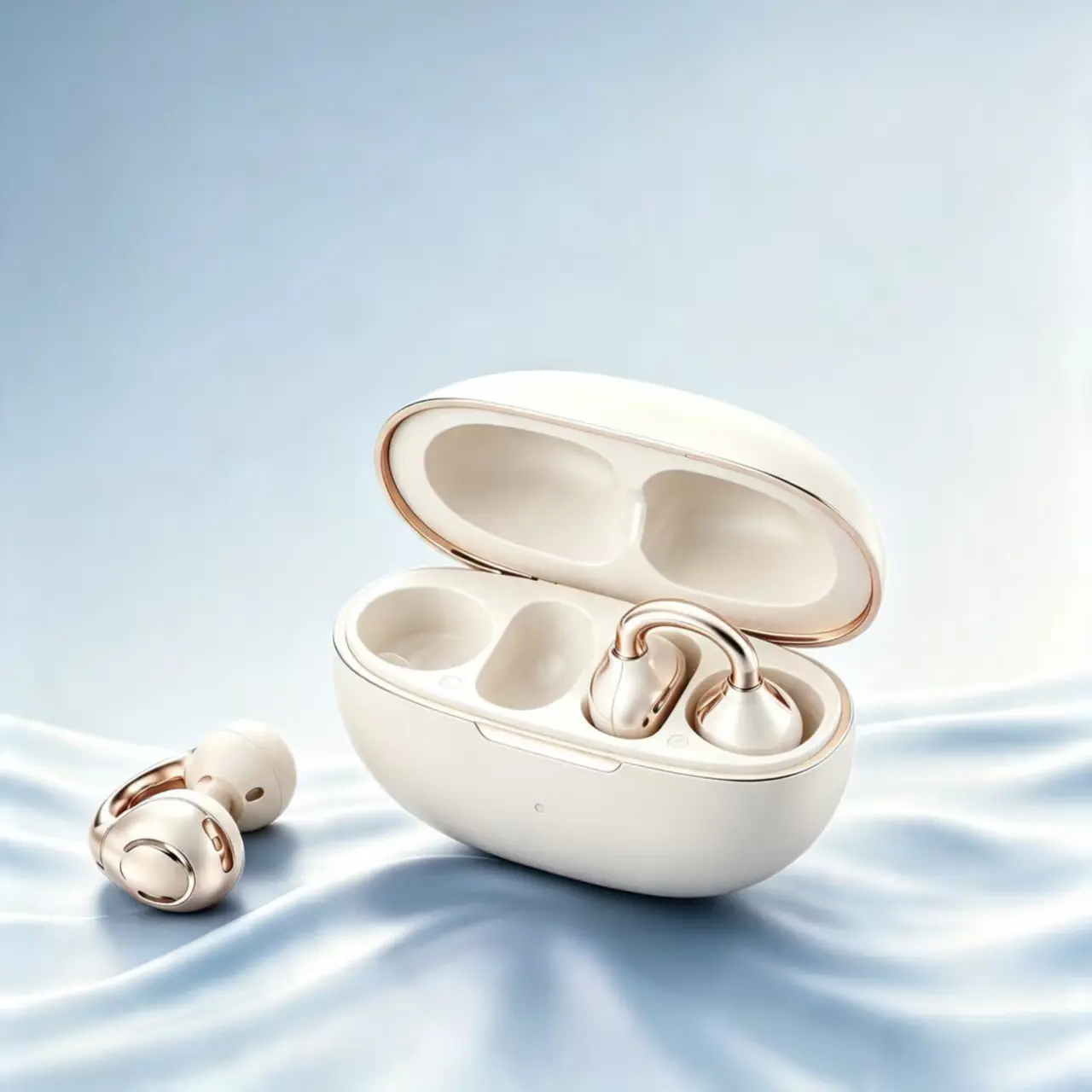 Open-Ear Clip On Wireless Earbuds Bluetooth 6.1 Soft Silicone Non In Ear Headphones Dual LED Digital Display 72Hr Battery Pain-Free Wear Crystal Clear Calls For Gym Hiking Office Students iPhone Android Euterpe