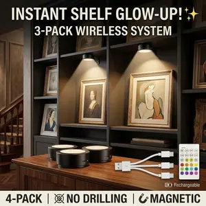 4-Pack Wireless Rechargeable Picture Lights - RGBCW Magnetic Art Light for Paintings. Cordless Museum Gallery Light with Remote, Battery Operated Spotlight for Artwork, Wall, Display & Closet outdoorfun