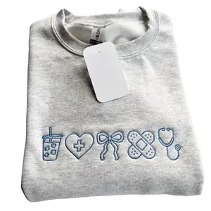 Embroidered nurse sweatshirt | Comfortable bow nursing round neck | Nurse pullover | CNA sweatshirt | Cute nurse thank-you giftRAIMENTRY