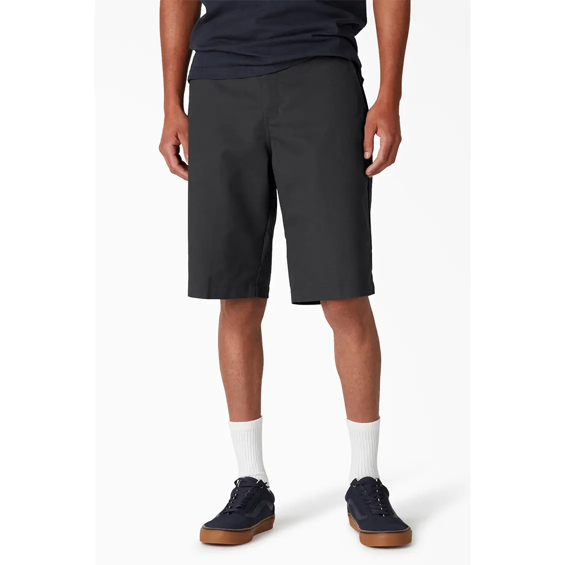 Dickies Men's Slim-Fit Skateboarding Shorts, Durable 7.25oz Brushed Twill FLEX Fabric Clothes with 11-Inch Inseam, Menswear, Pocket, Button, Cotton, Metal Button, Herringbone Pockets, Black Herringbone Pocket Bags
