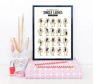 Single Ladies Dance Music Poster, Queen B Gift for Her, Dance Tutorial Illustration, Funny Poster, Fun Pop Art Wall Art, Typography Lyrics