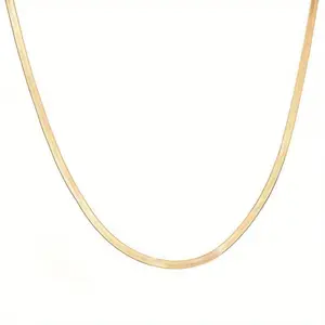 Stainless Steel Fashion Flat Snake Chain Necklace – Unisex Durable, Fade-Resistant & Adjustable