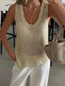 women's sweater vest, chic fashion minimalist sleeveless tank top for daily wear, basic ladies clothes for summer, casual womenswear