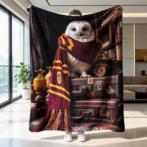 Magic Messenger Owl Blanket, High-Weight Flannel Fabric, Soft and Warm, Anti-Wrinkle, Easy Clean, Perfect Gift for Fantasy Lovers, Travel Blanket, Thickened Flannel Blanket