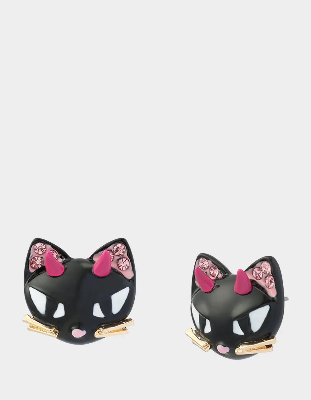 DEVIL CAT STUD EARRING BLACK