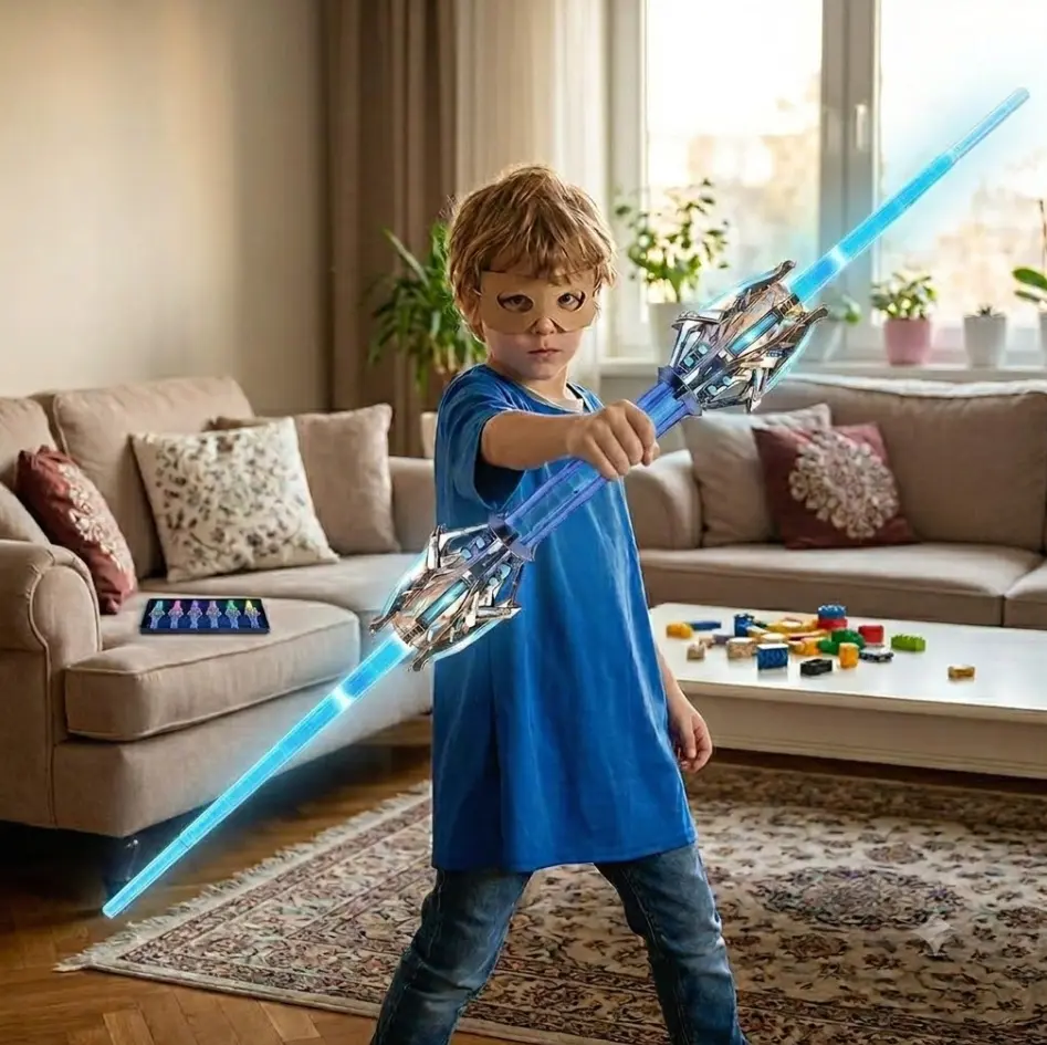Thunder Star 113cm Double-Ended Light-Up Sword Toy - Dual-Beam Light Effect, Easy Gripping & Swinging, Indoor/Outdoor Kids' Active Toy for Creating Action-Packed Adventures, Creates Action-Packed Adventures, Outdoors, Glowing