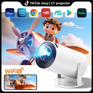 2026 Smart mini Projector with 290 ANSI Lumens, Auto Keystone Correction, Built-in 5W Speaker, Dual WiFi 6, Wireless BT 5.4, Android Native for Indoor & Outdoor Use. Portable Home Cinema Movie Theater for Backyard, Camping, Rooftop Party.