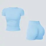 Tenwolf women’s autumn two-piece activewear set featuring a fitted top paired with high-waisted shorts/pants; shaping, tummy control, breathable, quick-dry, stretchy sportswear suitable for yoga, Pilates, workouts, and everyday casual wear.