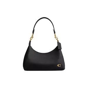 COACH Juliet 30 Top-Zip Tote with Glove-Tanned Leather and Metal Logo in Brass and Black