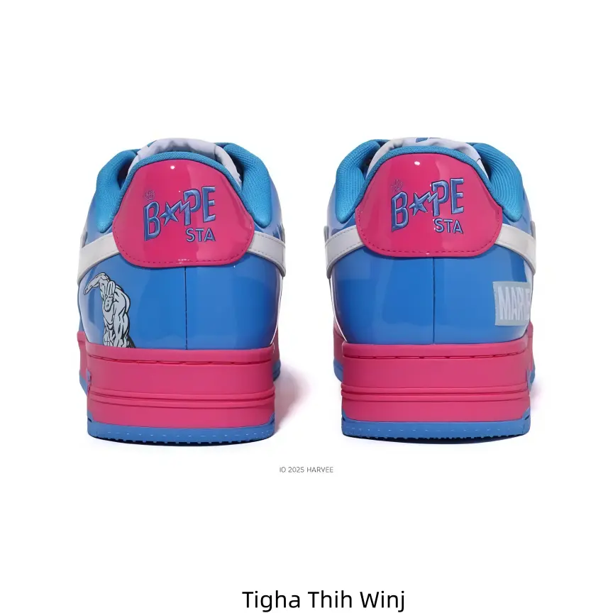 Neon-tinged Pink Blue Colorblock Low Top Skate Sneakers Prominent White Star Embellishment Unisex Cushioned Insole Durable Anti-slip Outsole Street Style Shoes for Y2K OOTD Summer Hangouts Themed Party Outfits