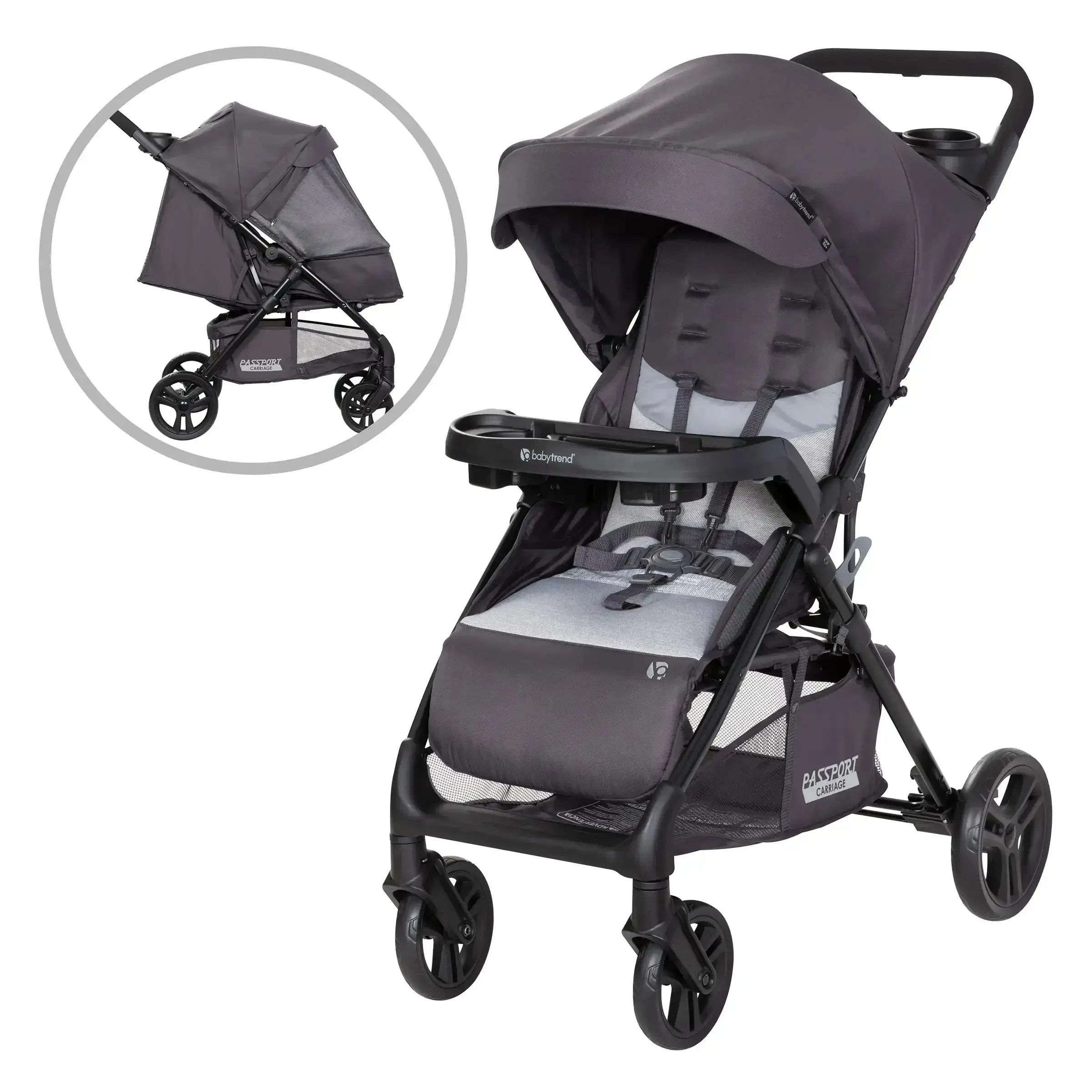Baby Trend® Passport® Carriage Stroller w/ Comfort Cabin Full Zip Up Sun Protection Canopy & Large Storage Basket Baby Trend® Passport® Carriage Stroller w/ Comfort Cabin Full Zip Up Sun Protection Canopy & Large Storage Basket
